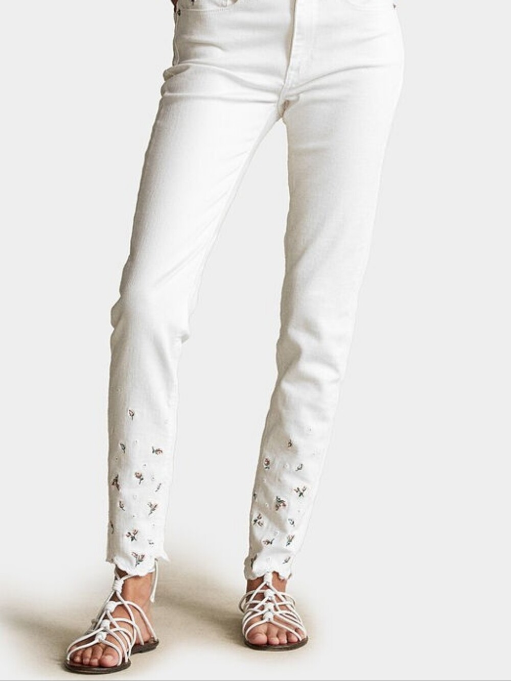 🌼 Polo Ralph Lauren white with floral embroidery skinny jeans